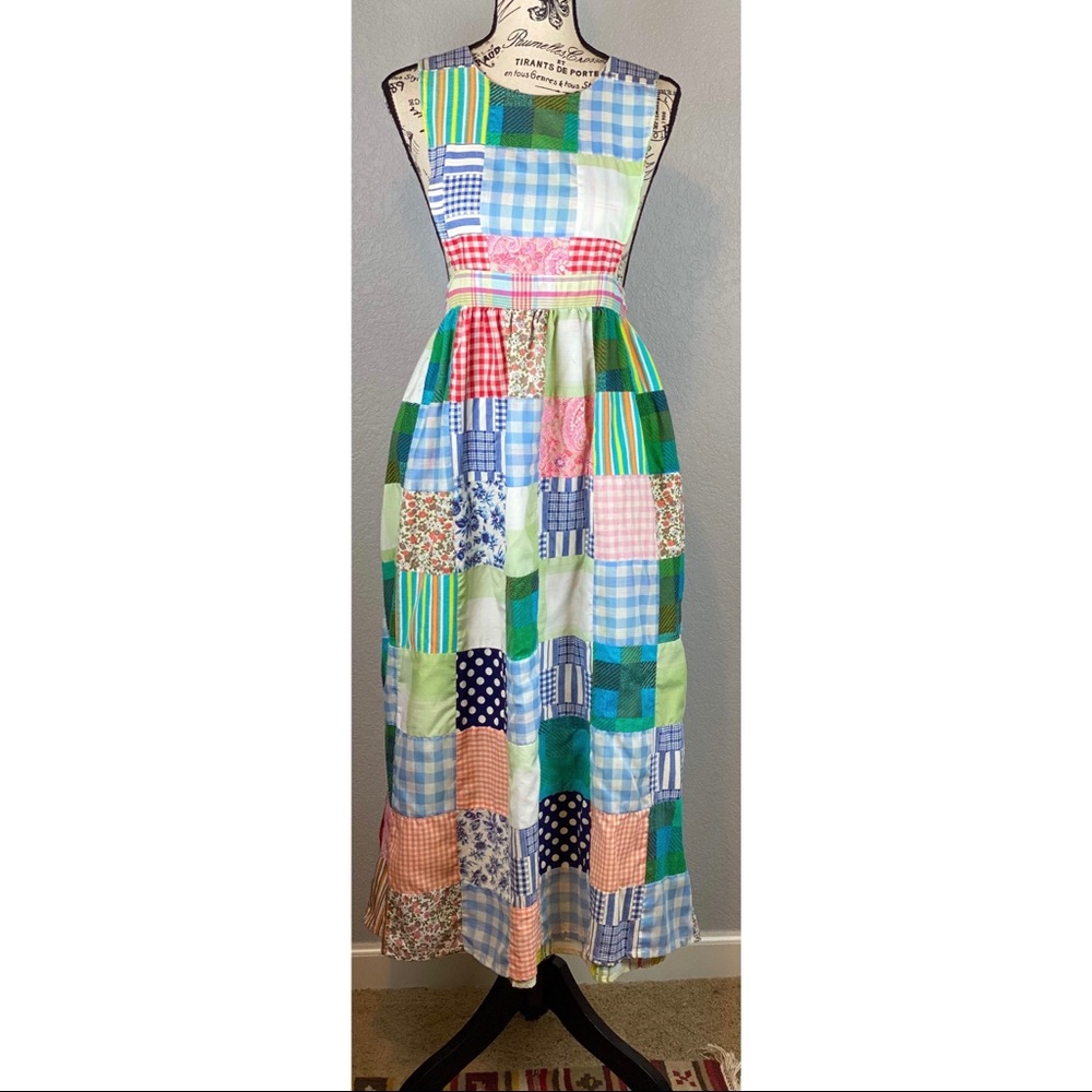 Vintage 70’s Pinafore Reversible Patchwork Apron, ONE SIZE - Picture 1 of 7